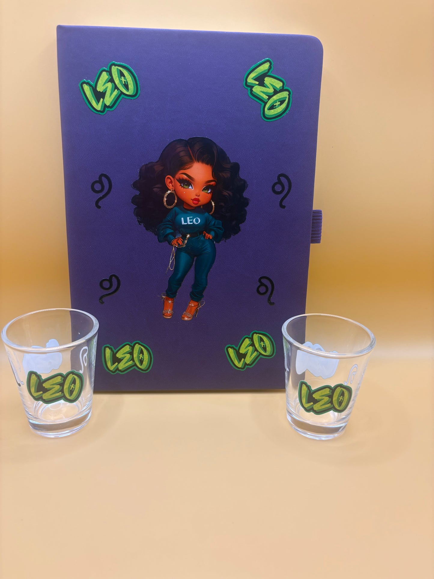 Leo shot glass & notebook bundle