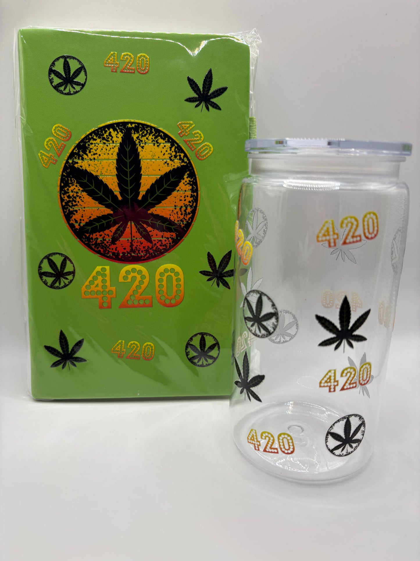Green leaf notebook & cup set
