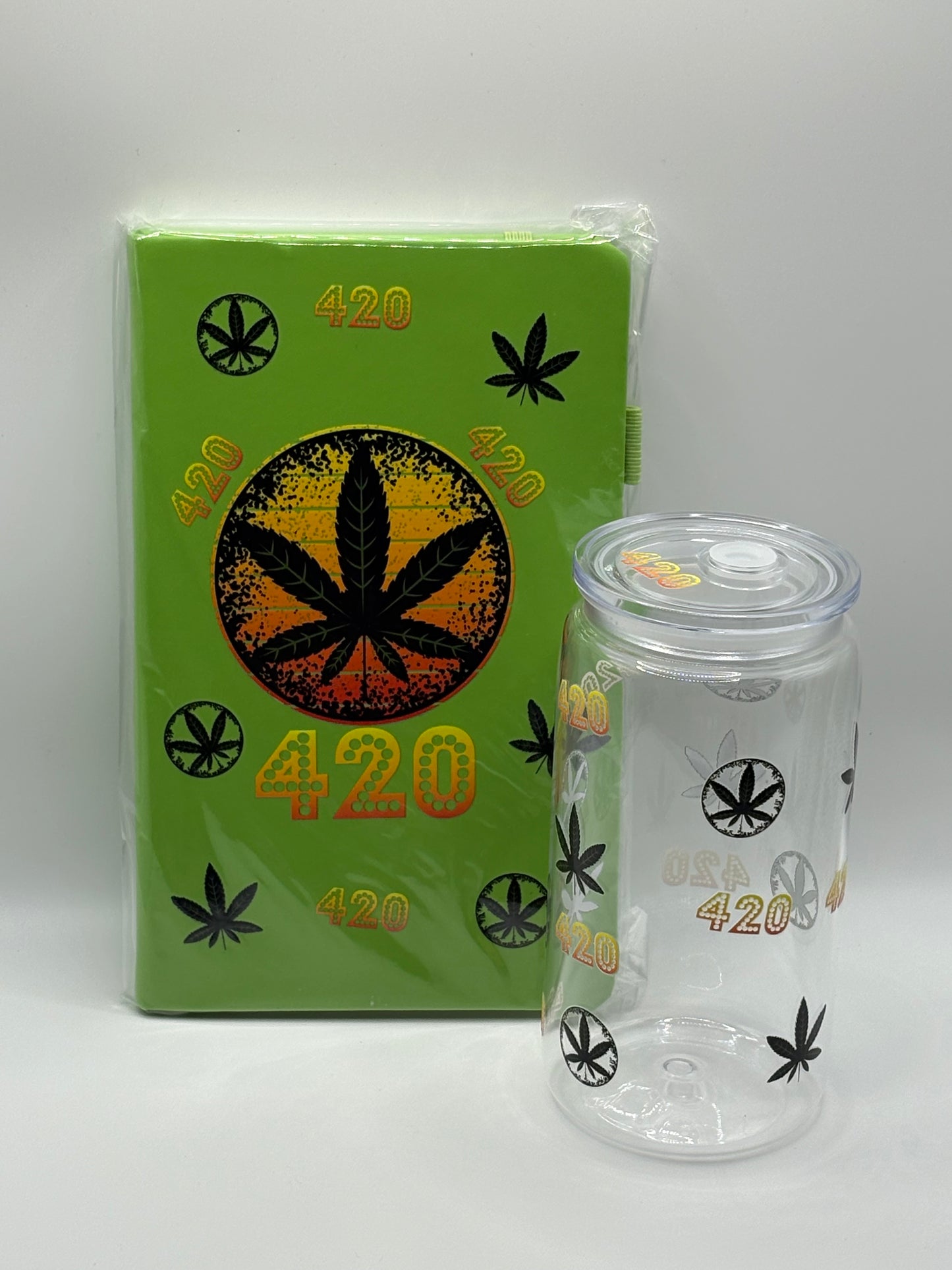 Green leaf notebook & cup set